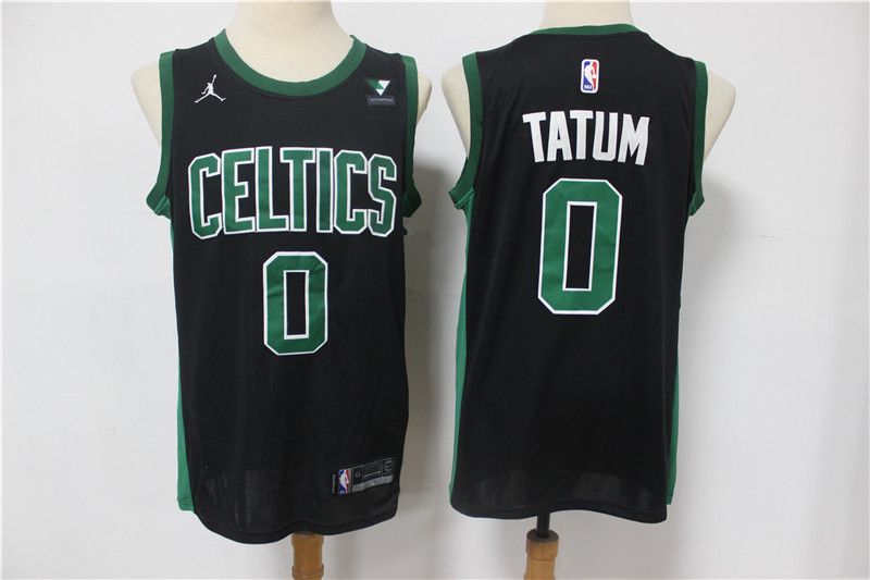Men Boston Celtics 0 Tatum Black With Jordan logo 2021 Game NBA Jersey